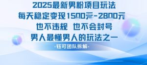 2025最新男粉项目玩法每天变现1k+也不违规也不会封号男人最懂男人的玩法-阳知网创资源库