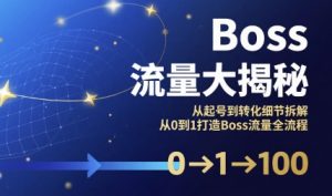 Boss流量大揭秘，从起号到转化细节拆解，从0到1打造Boss流量全流程-阳知网创资源库