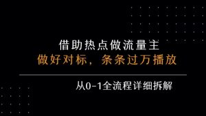 借力热点,乘顺风车玩流量主,条条过万播放, 每月收益5k+,从0-1全流程详细拆解-阳知网创资源库