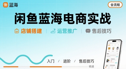 闲鱼蓝海电商实战,店铺搭建运营售后全流程-阳知网创资源库