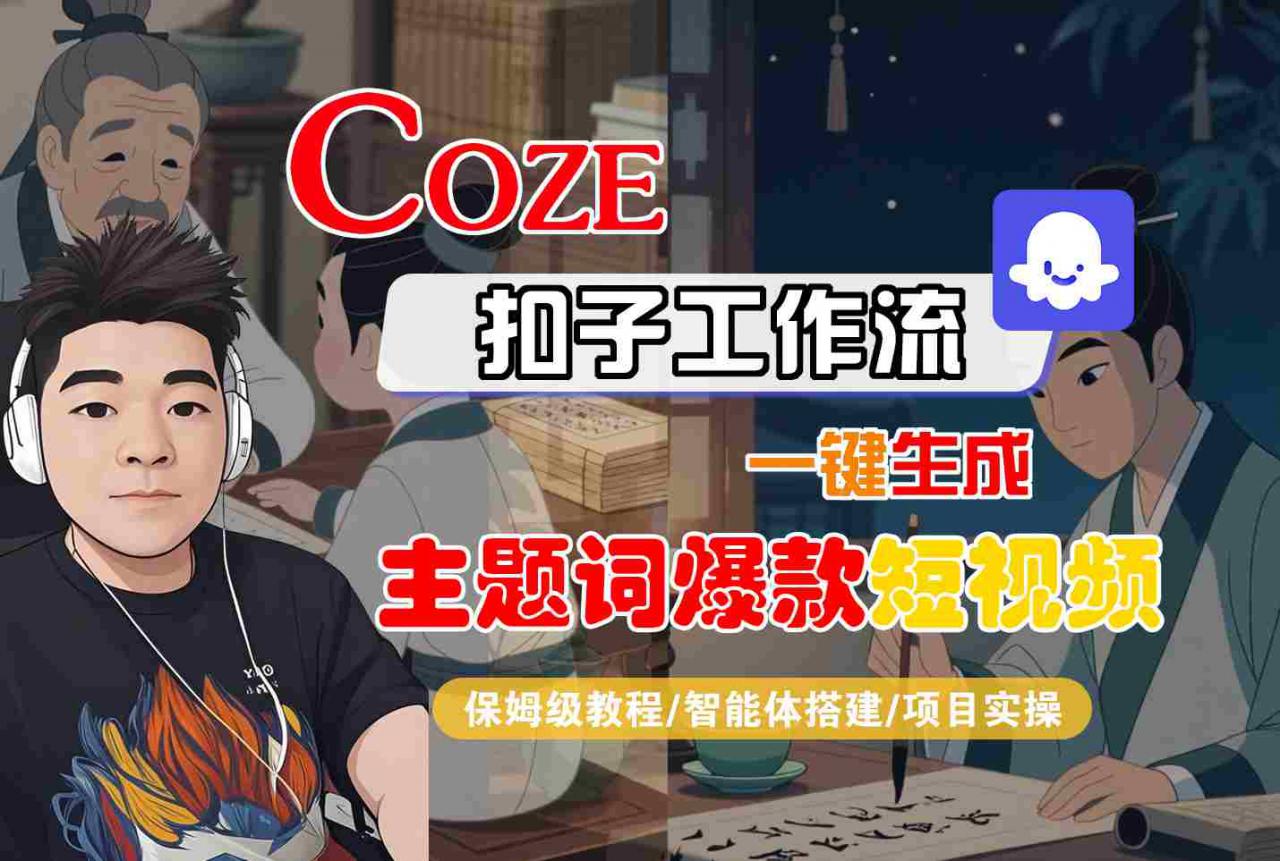 COZE扣子工作流一键生成主题词爆款短视频，保姆级教程-智能体搭建-项目实操-阳知网创资源库
