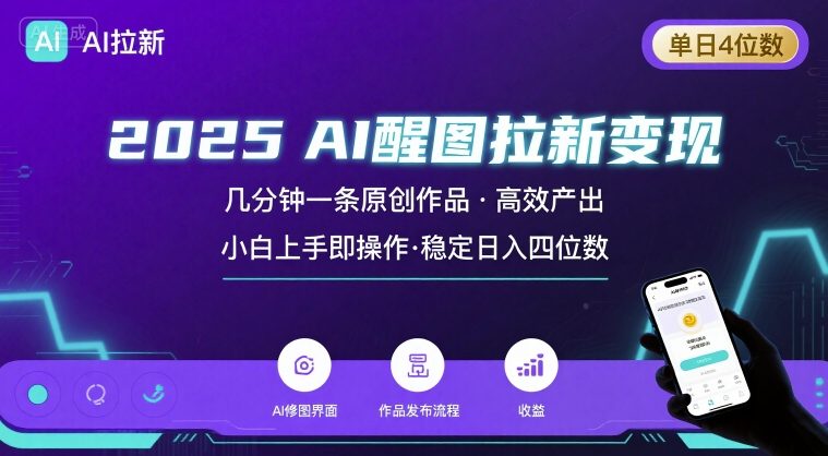 2025最强AI醒图拉新,几分钟一条原创作品,单日收入4位数,小白也能上手操作-阳知网创资源库