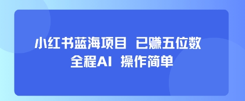 小红书蓝海项目，全程AI，操作简单，已挣五位数-阳知网创资源库