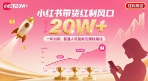 一年时间靠小红书带货项目年入20w+，最不能错的大红利项目-阳知网创资源库