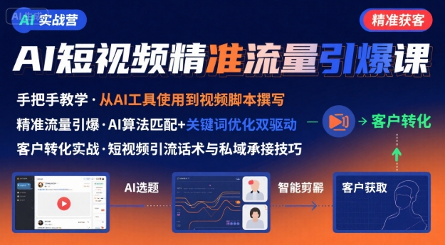 AI+短视频引爆精准客户实战营,手把手教你引爆Ai短视频精准流量-阳知网创资源库