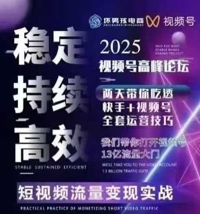 坏男孩电商视频号7月1号线下课,视频号短引、精细化模型打法,三频共振,无人,快手全站精细化运营-阳知网创资源库