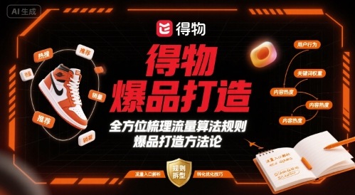 得物爆品打造,全方位梳理得物流量算法规则爆品打造规则-阳知网创资源库