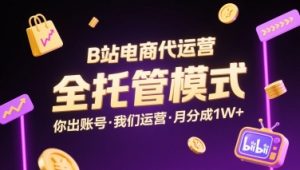 B站电商代运营,全托管模式,你出账号,我们来运营,每月分成1W+【揭秘】-阳知网创资源库