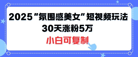 不露脸也能火!2025“氛围感美女”短视频玩法,30天涨粉5W小白可复制-阳知网创资源库