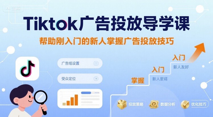 Tiktok广告投放导学课,帮助刚入门的新人掌握广告投放技巧-阳知网创资源库