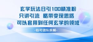 玄学玩法日引100精准粉只讲引流略带变现思路可以套用到任何玄学的领域-阳知网创资源库