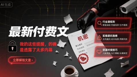 最新付费文:我的这些提醒,的确是透露了太多内幕-阳知网创资源库