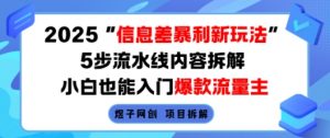2025信息差暴利新玩法，5步流水线内容拆解，小白也能入门爆款流量主-阳知网创资源库
