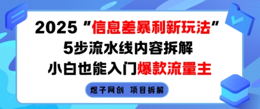 2025信息差暴利新玩法,5步流水线内容拆解,小白也能入门爆款流量主-阳知网创资源库