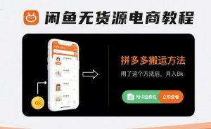闲鱼无货源电商教程,拼多多搬运方法,用了这个方法后,月入6k(附详细教程)-阳知网创资源库