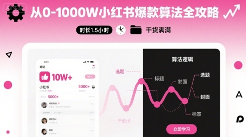 从0-1000W小红书爆款算法全攻略，时长1.5小时，干货满满-阳知网创资源库