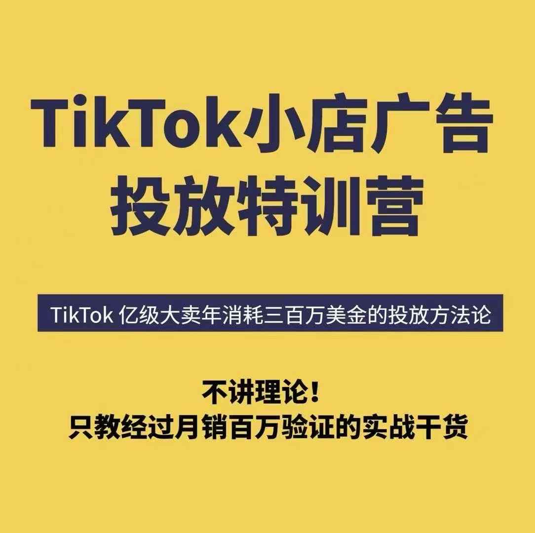 TikTok小店广告投放特训营，6天破局计划专治各种“投不动”，教你经过月销百万验证的实战干货-阳知网创资源库