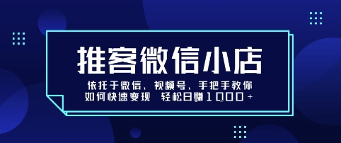 推客微信小店依托于微信、视频号,手把手教你如何快速变现 轻松日入1k+【揭秘】-阳知网创资源库