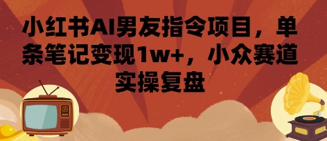 小红书AI男友指令项目,单条笔记变现1w+,小众赛道实操复盘-阳知网创资源库
