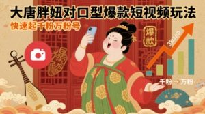 大唐胖妞对口型爆款短视频玩法，快速起千粉万粉号-阳知网创资源库