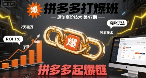 拼多多打爆班原创高阶技术第47期，拼多多起爆链-阳知网创资源库