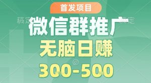 首发项目，微信群推广，一天15单，每单利润10米，无脑日入3-5张【揭秘】-阳知网创资源库