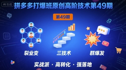 拼多多打爆班原创高阶技术第49期,拼多多裂变+阶梯+群爆-阳知网创资源库