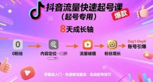 抖音流量快速起号课（起号专用），8天带你做爆自己的账号-阳知网创资源库