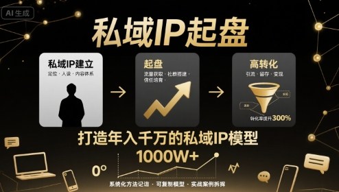 私域IP起盘,私域ip建立、起盘、高转化,打造年入千万的私域ip模型-阳知网创资源库