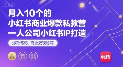月入10个的小红书商业爆款私教营,一人公司小红书IP打造,爆款笔记,商业变现秘籍-阳知网创资源库