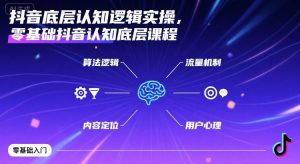 抖音底层认知逻辑实操,零基础抖音认知底层课程-阳知网创资源库