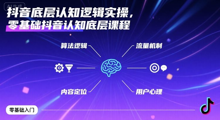 抖音底层认知逻辑实操,零基础抖音认知底层课程-阳知网创资源库