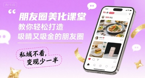 朋友圈美化课堂,教你轻松打造,吸睛又吸金的朋友圈,私域不看,变现少一半-阳知网创资源库