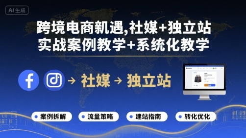 跨境电商新机遇,社媒+独立站,实战案例教学+系统化教学-阳知网创资源库
