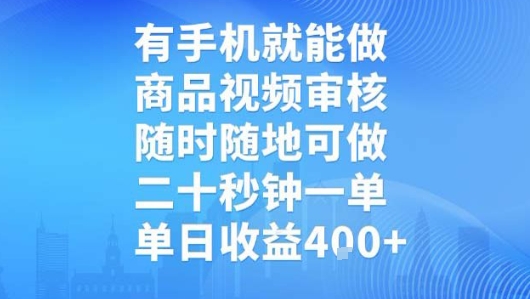 有手机就能做,商品视频审核,随时随地可做,二十秒钟一单,单日收益【揭秘】-阳知网创资源库