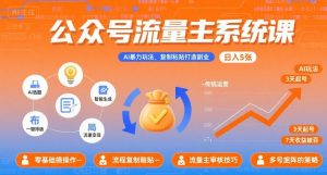 公众号流量主系统课,AI暴力玩法,复制粘贴打造副业,日入5张 +【附工具指令】-阳知网创资源库