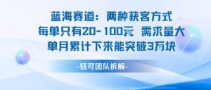 蓝海赛道:需求量大 单月累计下来能突破3W-阳知网创资源库