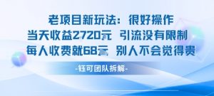 老项目新玩法当天收益1k+每个人收费68米 不违规不封号-阳知网创资源库