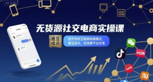 无货源社交电商实操课,绕开传统互联网电商模式,撒豆成兵,实现跨平台交易-阳知网创资源库