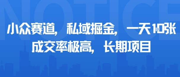 小众赛道,私域掘金,一天多张,成交率极高,长期项目-阳知网创资源库