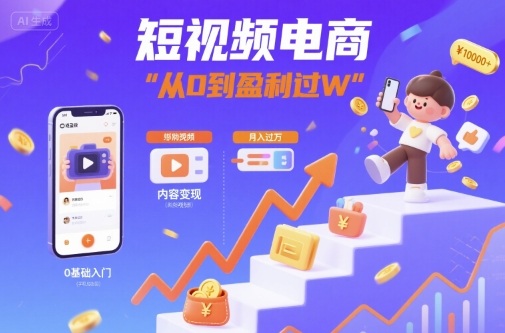 短视频电商:短视频变现从0到盈利过W-阳知网创资源库