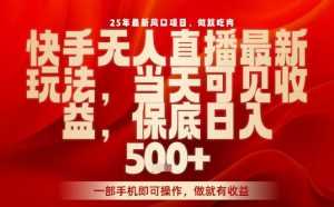 25年最新风口项目,快手无人直播,当天做当天出收益,不违规,一部手机即可操作,保底日入5张+【揭秘】-阳知网创资源库