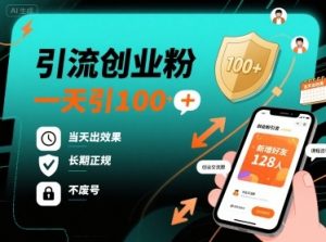 引流创业粉，一天引100+，当天出效果，长期正规，不废号-阳知网创资源库
