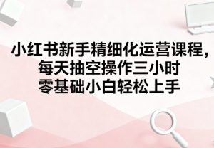 小红书新手精细化运营课程，每天抽空操作三小时，零基础小白轻松上手-阳知网创资源库