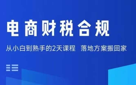 电商财税合规线下课,适合老板+财务,教你规避涉税风险,实现低成本合规经营-阳知网创资源库