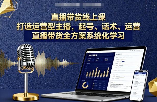 直播带货线上课,打造运营型主播,起号、话术、运营,直播带货全方案系统化学习-阳知网创资源库