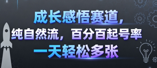 成长感悟赛道,纯自然流,百分百起号率 一天轻松多张-阳知网创资源库
