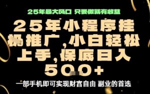 微信小程序挂G推广,解放双手,保底日入5张【揭秘】-阳知网创资源库