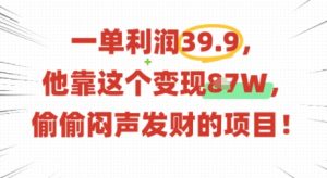 一单利润39.9，有人靠这个变现几十个，偷偷闷声发财的项目-阳知网创资源库
