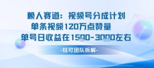 视频号分成计划新赛道玩法，单条收益突破了120W，综合收益在3k上下-阳知网创资源库